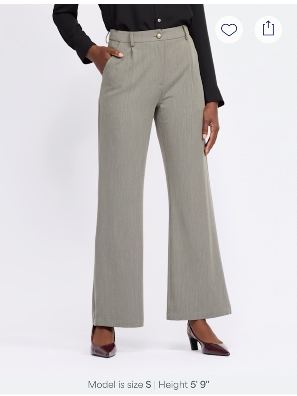 Wide-Leg Dress Pants in Light Gray